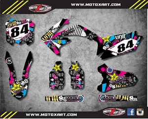 Custom graphics, full kit for HONDA CRF 450R - 2009 / 2012 RUSH style stickers - Picture 1 of 4