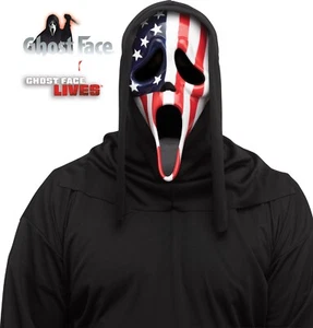 USA Flag Patriotic Ghost Face Mask - Fun World Scream - Picture 1 of 1