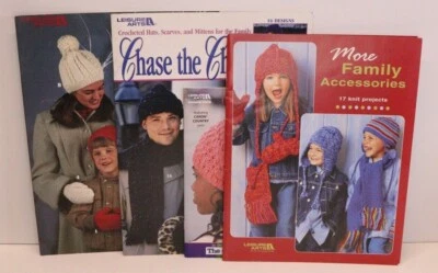 Lot of 4 Leisure Arts Crochet/ Knit Books Hats, Scarves, Mittens, Socks Etc. - Image 1 of 4