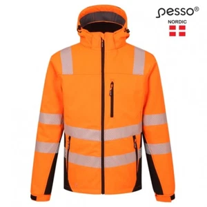 Workwear Premium Jacket Pesso HI-VIS TPU Membrane Orange Softshell Durable - Picture 1 of 18