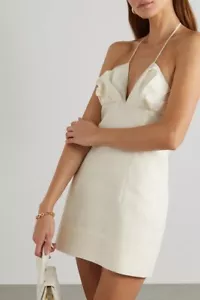 Jacquemus Bambino White Linen Backless Mini Halterneck Dress Size Small AU10 US6 - Picture 1 of 5