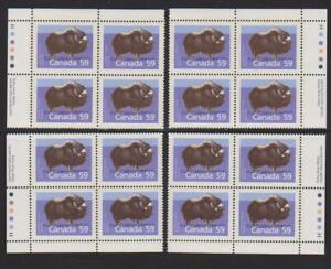 1989 Canada SC# 1174 - Musk Ox - Overweight Set of 4 Plate Blocks M-NH Lot# 3144