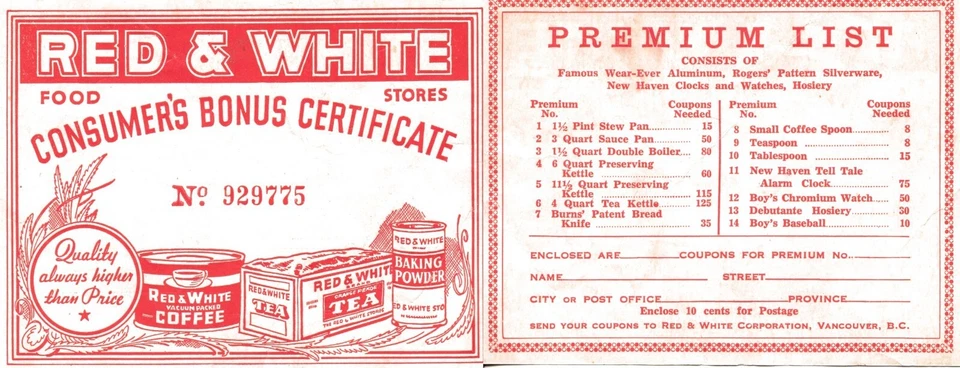 Raro cupón rojo y blanco tiendas de alimentos rojo gdc8 Foto 1 de 1