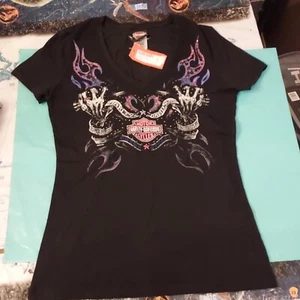 Harley-Davidson® Women's Out of the Flames Short Sleeve Stretch Tee SAVANNAH GA - Picture 1 of 6