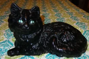 FIGURINA FIGURA GATTINO GATTO DECORAZIONE HALLOWEEN METALLO GHISA NERO FERMAPORTA - Foto 1 di 6