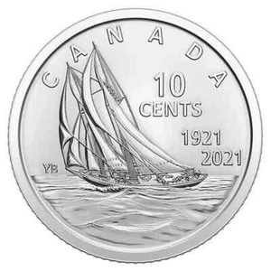 2021 BLUENOSE 100th Anniversary CANADA 10 Cent Dime Double Date From RCM Roll - Bild 1 von 2