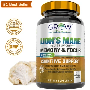 Lion's Mane Smart Shrooms, 2,100 mg, Memory & Focus,03/24 -90 Vegetable Capsules - Picture 1 of 9