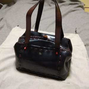 HENRY CUIR Mini Boston Bag Black Leather Designer Handbag JAPAN - Picture 1 of 5