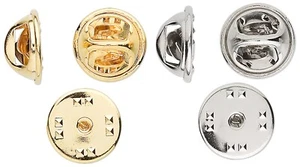 10 OR 100 Silver Plated OR Gold Plated Brass 11.5x6.5mm Squeeze Tie Tac Clutch - Picture 1 of 9