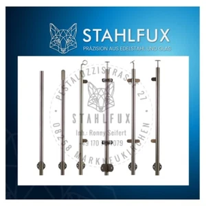 Edelstahlpfosten V2A für Balkon & Treppe | inkl. Glashalter | STAHLFUX Geländer - Bild 1 von 20