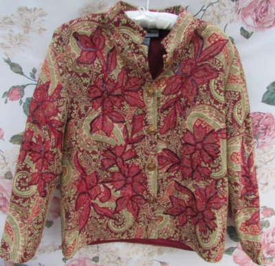 INDIGO MOON Аппликация Бусина с Блестками Гобелен Куртка S 10/12 БОГЕМНОЕ КРАСНОЕ ЗОЛОТО - Изображение 1 из 4