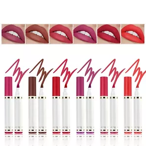 6 Color Lipstick Pen Lipliner Non Stick Cup Non Fading Hook Line Lip Dye Pens - Picture 1 of 35
