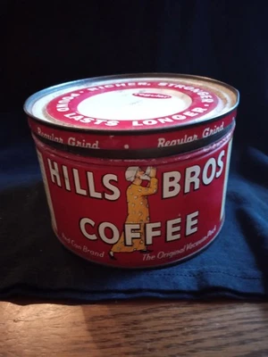  RARE!Vintage HILLS BROS Coffee Can. Bright and nice! - Image 1 of 4