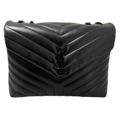 Saint Laurent Loulou Large YSL Shoulder Bag Quilted Leather Black Designer - Image 1 of 4