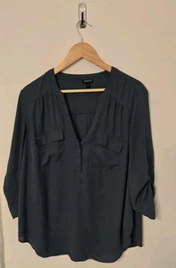 Torrid Harper Georgette Pullover 3/4 Arm Bluse grau Damen 1  - Bild 1 von 6