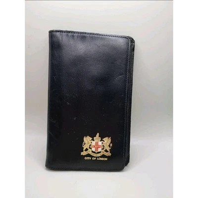 Cartera organizadora vintage City of London de cuero negro Mowbray Inglaterra Foto 1 de 4