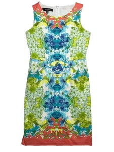 Vestido Floral Tropical Nine West Talla 8 Elástico Sin Mangas Fiesta Divertido Informal Playa - Imagen 1 de 5