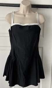 MAXINE of HOLLYWOOD Black White Swimdress One Piece Swim Suit Women's sz 14 - Picture 1 of 6