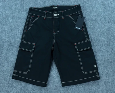 TRUE RELIGION Cargo Shorts Men's 30 Flap Utility Pockets Jet Black NWT - Image 1 of 4