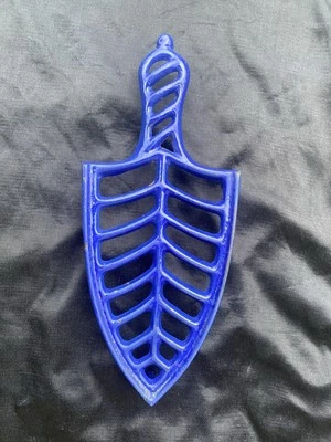 ANCIEN REPOSE FER À REPASSER EN FONTE ÉMAILLÉE TRIPATTE BLEU COBALTE - Photo 1/3