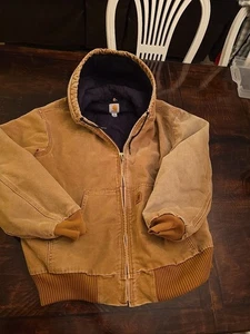 Vintage Carhartt J130-211 Hooded Jacket XLarge Faded Distressed Brown/Tan XL - Bild 1 von 12