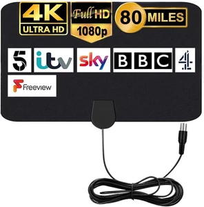 Antenna TV Digitale Interna Freeview 4K 1080P per Finestre, Ricezione HD/VHF/UHF - Foto 1 di 12
