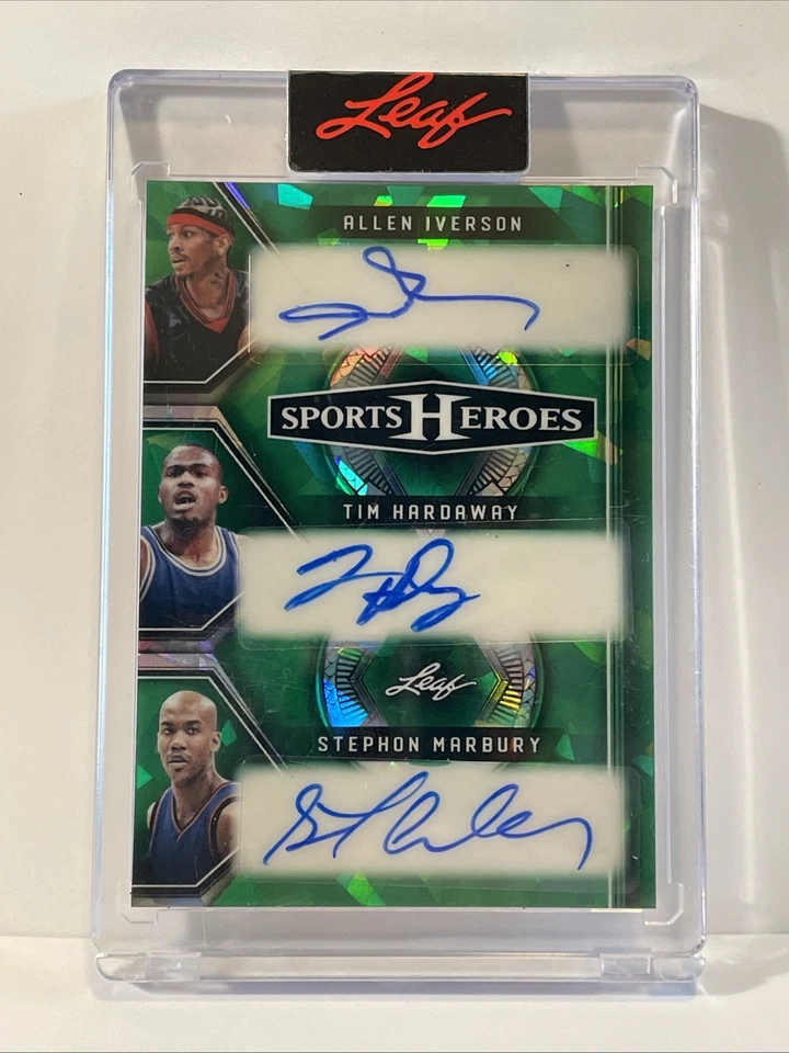 2025 Leaf Sports Heroes - Allen Iverson, Hardaway, Marbury Auto /7 Green Ice - Image 1 of 2