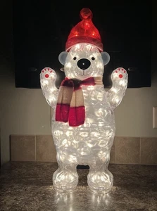 Holiday Time 30" Lighted Ice Polar Bear Outdoor Christmas Decoration Tested - Picture 1 of 8