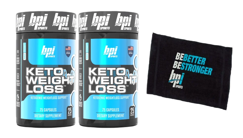BPI Sports Keto Pérdida de Peso Dieta Cetogénica 75 Cápsulas - Paquete de 2 con Toalla Foto 1 de 1
