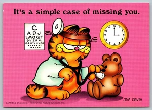 Postcard Garfield The Cat Jim Davis 1978 A Simple Case Of Missing You 4x6 C42 - Picture 1 of 2
