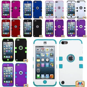 For iPod Touch 6th Gen - Hard & Soft Rubber Hybrid Rugged Armor Impact Case Skin - Picture 1 of 35