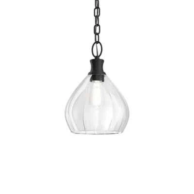 KICHLER Merriam 8 in. 1-Light Black Farmhouse Shaded Pendant Hanging Light - Image 1 of 4