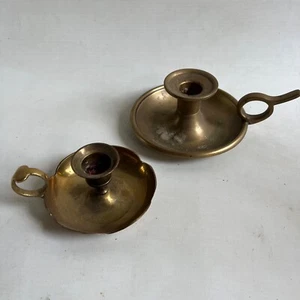 2 x Vintage Brass Arts and Crafts Style Aladdin Candle Holder - Picture 1 of 10