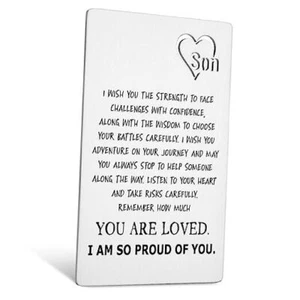 To My Son Gifts Wallet Card from Mom Dad Engraved Son- I Wish You the Strength - Picture 1 of 8