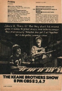 The Keane Brothers Show 1977 Picture Print Ad Clipping Pg Andy Williams print ad - Bild 1 von 2
