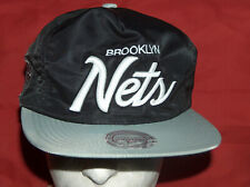 Neuf Mitchell & Ness Brooklyn Filets Noir Brodé Réglable Nylon NBA Chapeau Nwt