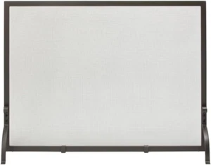 , S-1158, Small Single Panel Olde World Iron Finish Fireplace Screen - Picture 1 of 5