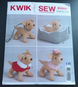 Kwik Sew Pattern K4269 ~ 6" giocattolo di stoffa accessori per cani e animali domestici per bambola 18" - Foto 1 di 2