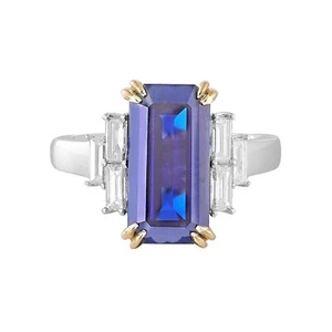 14K White&Yellow Gold Lab Grown Sapphire Lab Grown Diamond Engagement Ring YJ018 - Picture 1 of 7