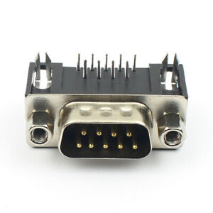 10Pcs D-SUB 9 Pin Male Right Angle PCB Plug Socket Connector Adapter 2 Rows DB9