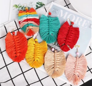 Boho Chic Feather Earrings - Picture 1 of 5
