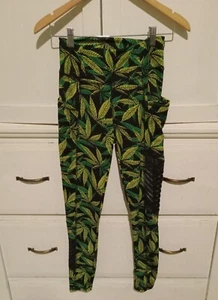 Leggings Lydaa Cannabis Estampado de Hojas con Bolsillos Talla Pequeña - Nuevos con Etiquetas - Imagen 1 de 7