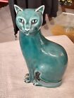 Vintage Poole Pottery Blue Glaze Ceramic Cat Figurine 