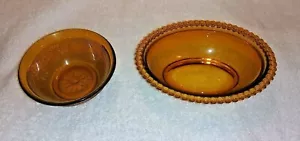 2 Vintage 1930s Indiana Glass Amber oval Candy Ice Cream Cereal Bowl Depression - Picture 1 of 10