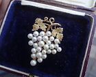 Superb 9Ct Yellow Gold & Pearl Bunch Of Wine Grapes Brooch H/M 1961 London B&H