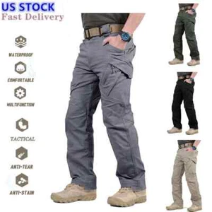 Tactical Mens Cargo Pants Waterproof Work Pants Outdoor Hiking Combat Trousers - Picture 1 of 29