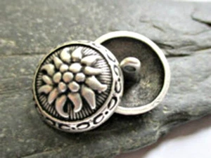 Metallknopf altsilber Edelweiß 23/18 mm rund SECO Nähen Stricken Häkeln Trachten - Bild 1 von 2
