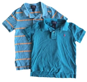 Polo Ralph Lauren Lot Of 2 Toddler Collared Polos Sz 4 Blue & Sz 5 Blue/Orange - Picture 1 of 10