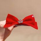 Exquisite Red Bow Hair Clips Headwear Crystal Crown Hairpin  Girl