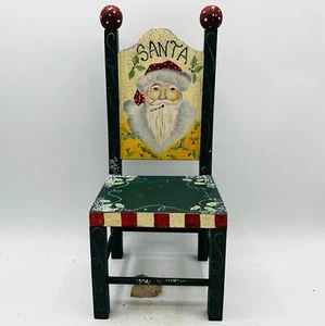 Santa Decorative Chair Hand Crafted Painted Glittered 11in Tall - Picture 1 of 6